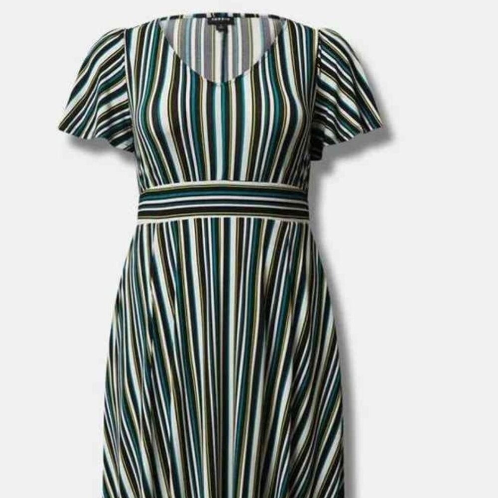 Torrid Womens Plus Midi Crepe Studio Knit Flutter Sleeve Dress size 2